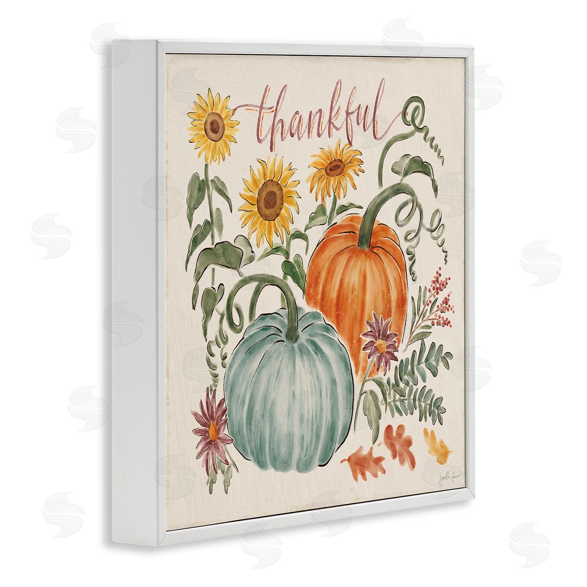 Janelle Penner Autumn Botanical Thankful Nature White Framed Glicee Wall Art Print