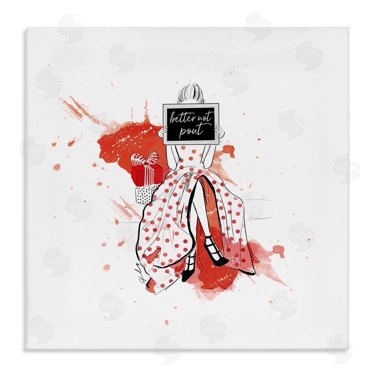 Alison Petrie Better Not Pout Holiday Fashion Stretched Canvas Wall Art Print