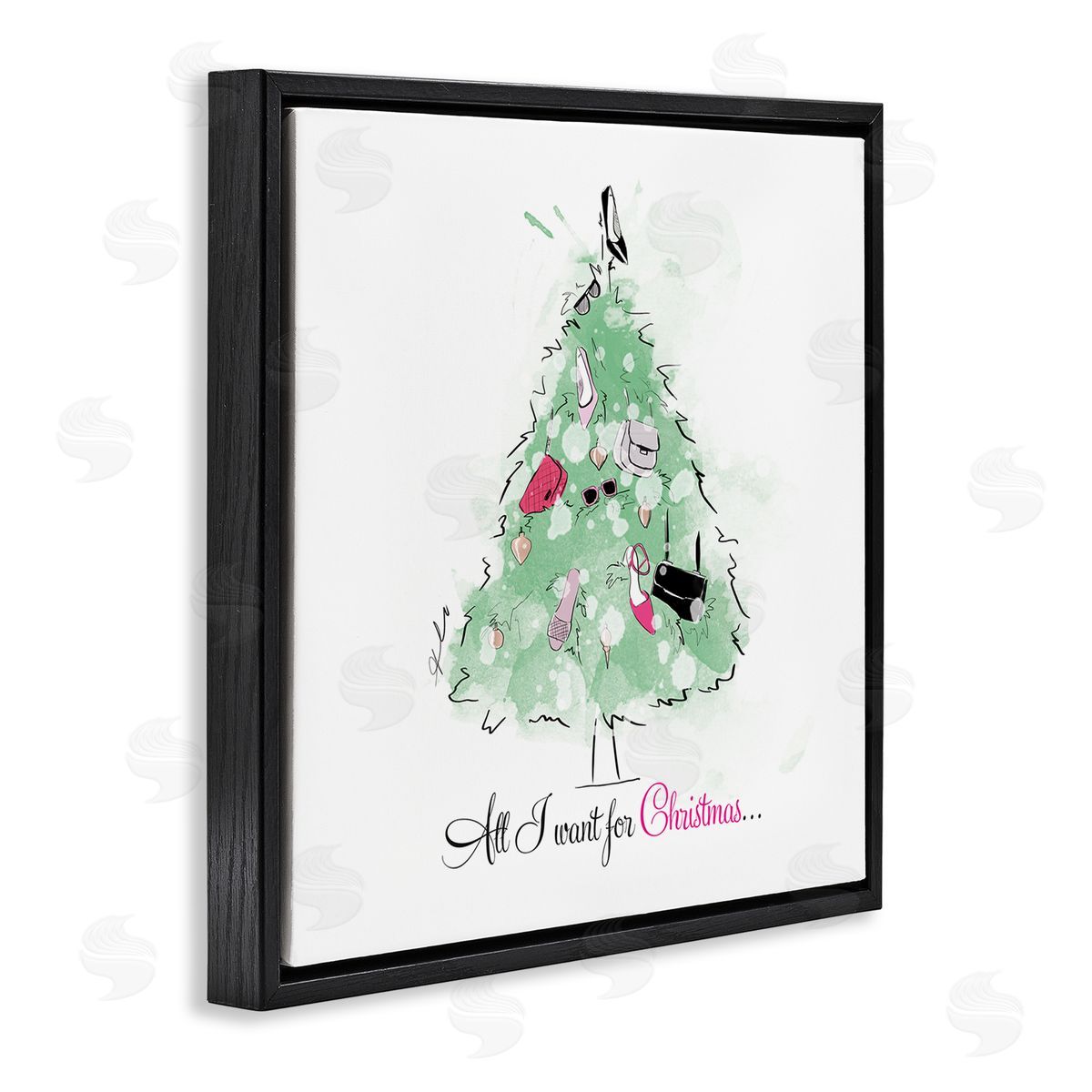 Alison Petrie All I want For Christmas Fashion Black Floating Frame Canvas Wall Art Print