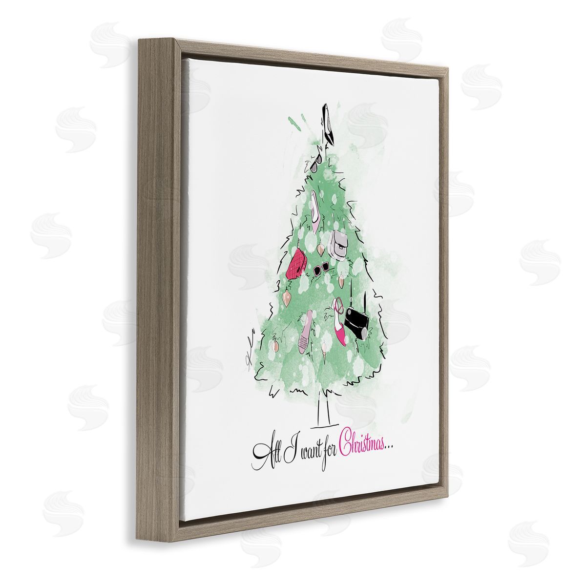Alison Petrie All I want For Christmas Fashion Brown Floating Frame Canvas Wall Art Print