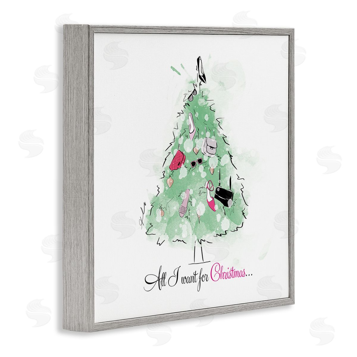 Alison Petrie All I want For Christmas Fashion Gray Framed Glicee Wall Art Print