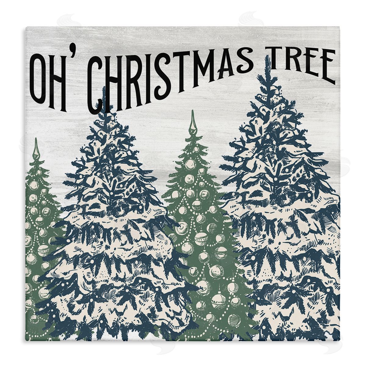 Kim Allen Oh Christmas Tree Vintage  Stretched Canvas Wall Art Print