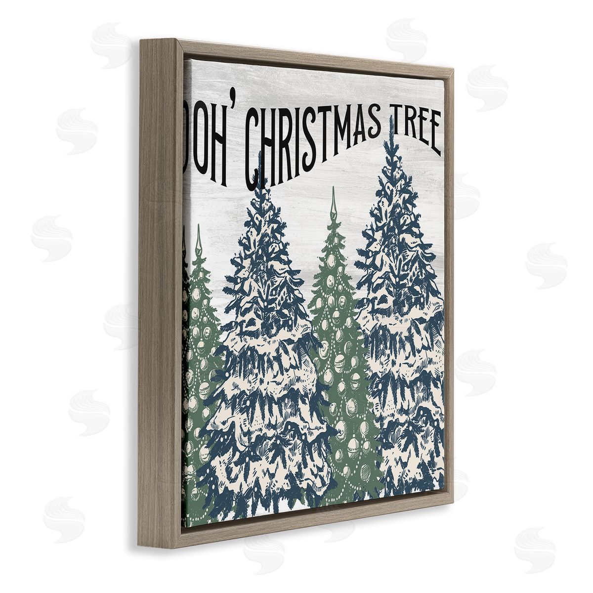 Kim Allen Oh Christmas Tree Vintage  Brown Floating Frame Canvas Wall Art Print