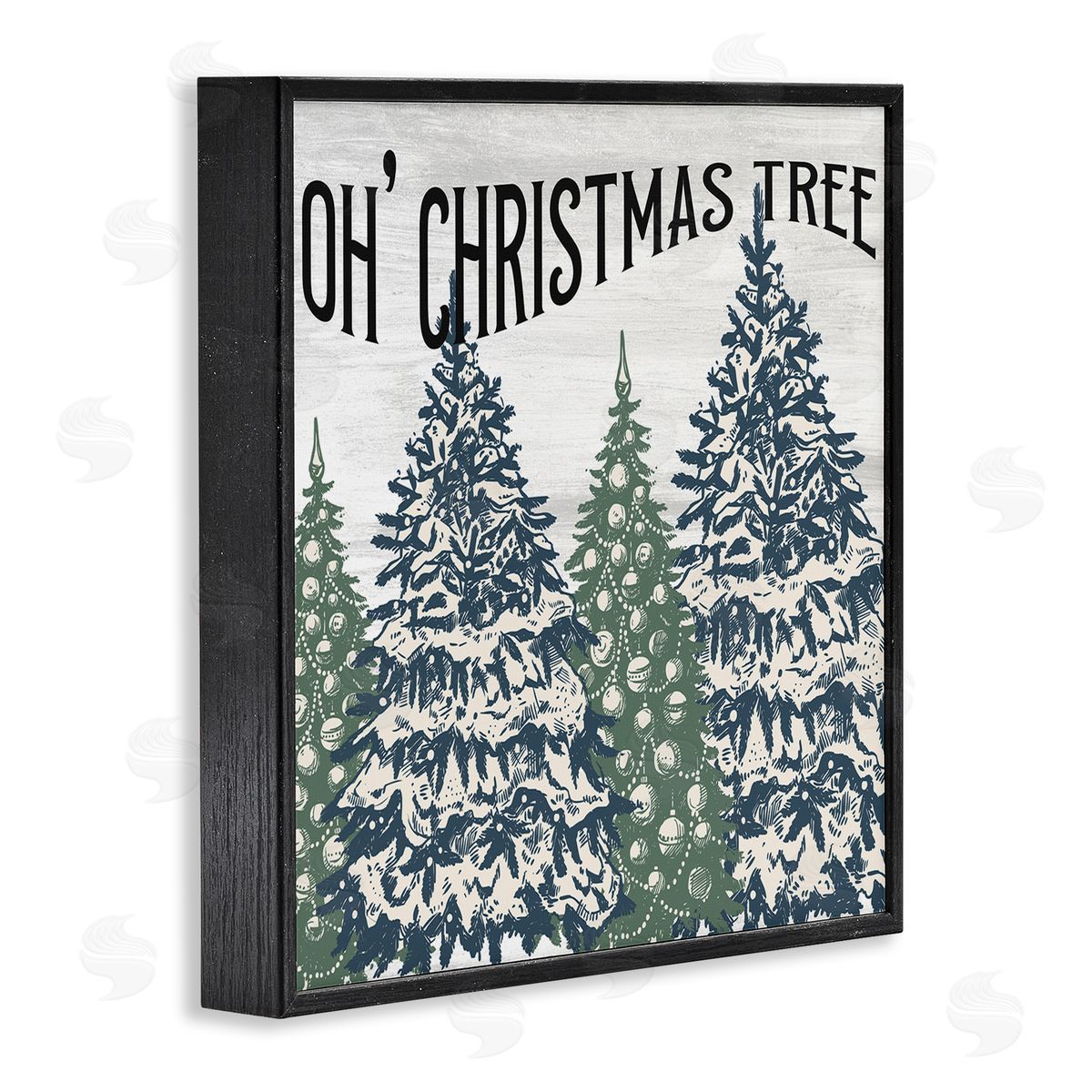 Kim Allen Oh Christmas Tree Vintage  Black Framed Glicee Wall Art Print
