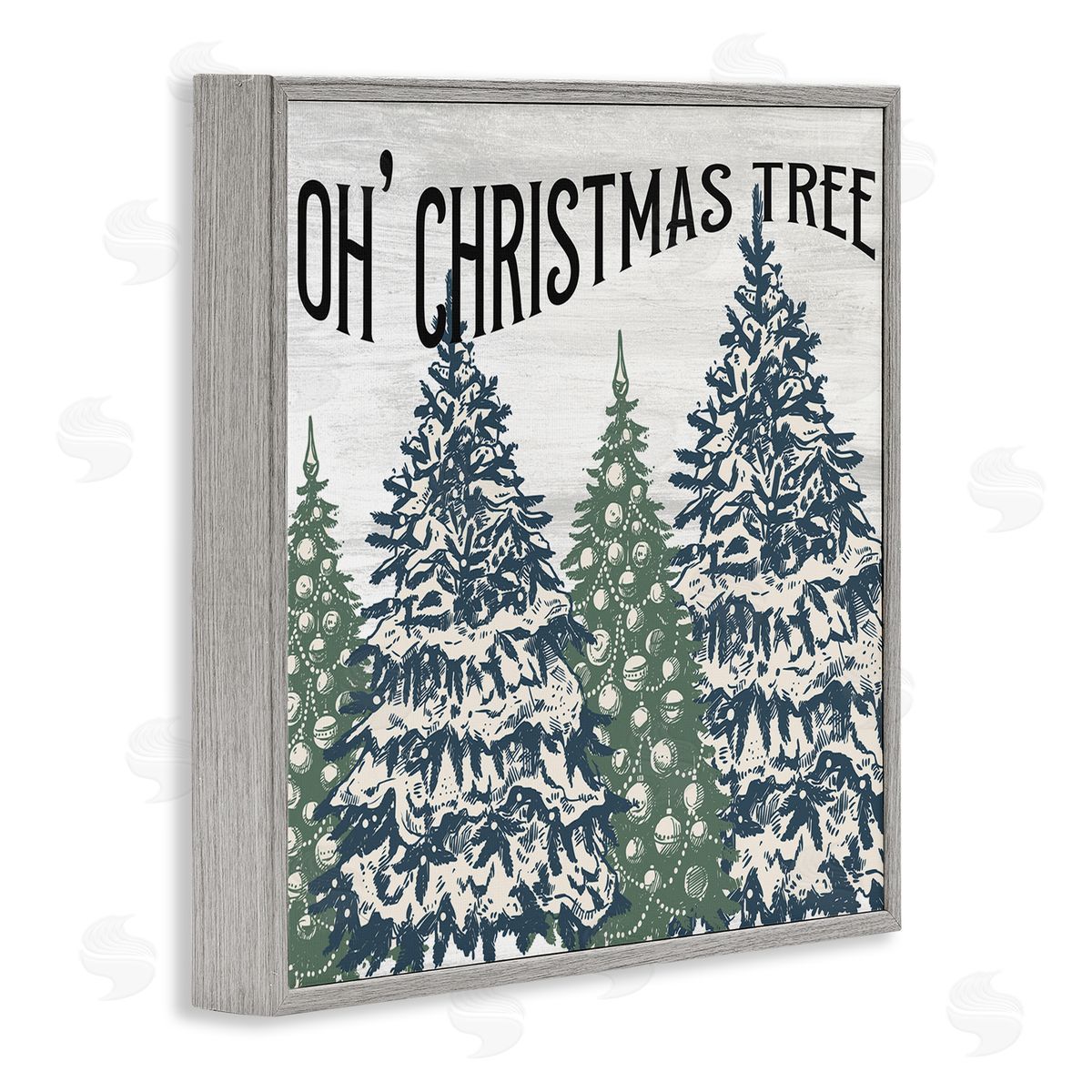 Kim Allen Oh Christmas Tree Vintage  Gray Framed Glicee Wall Art Print