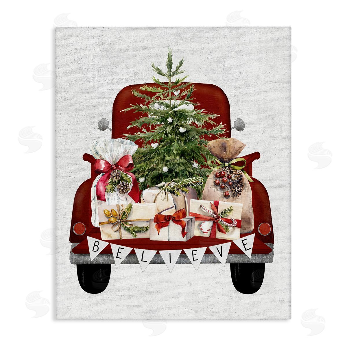 Believe Seasonal Christmas Truck Canvas Wall Art, Home Decor by Lettered and Lined