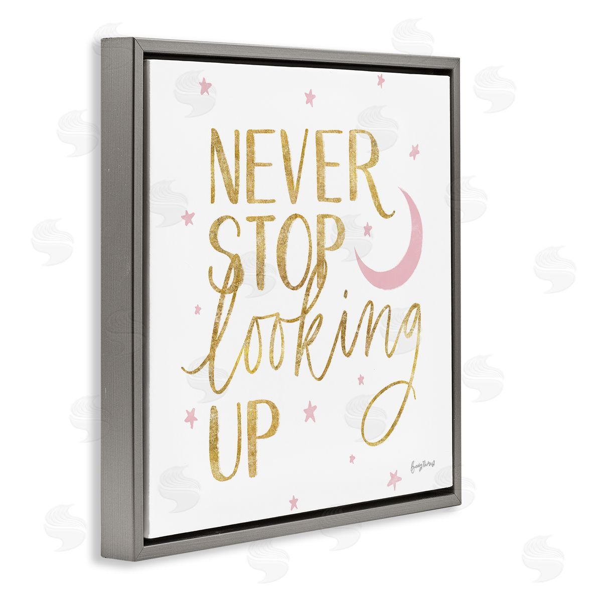Becky Thorns Never Stop Looking Up Glam  Gray Floating Frame Canvas Wall Art Print
