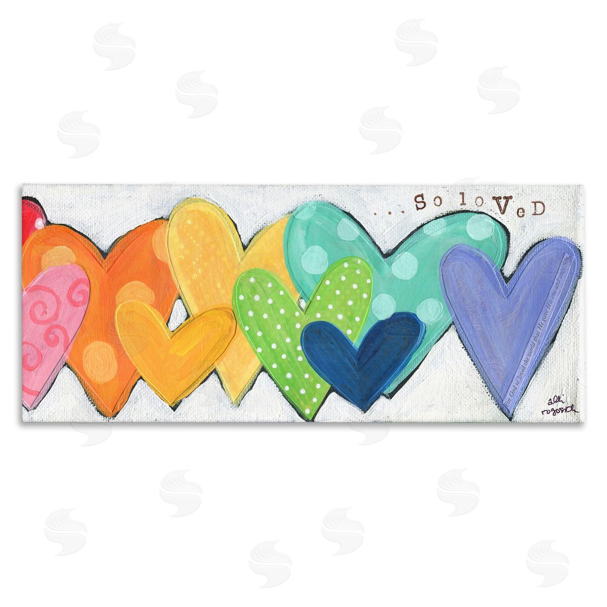 Patterned Hearts So Loved Canvas Wall Art, Home Decor by Alli Rogosich
