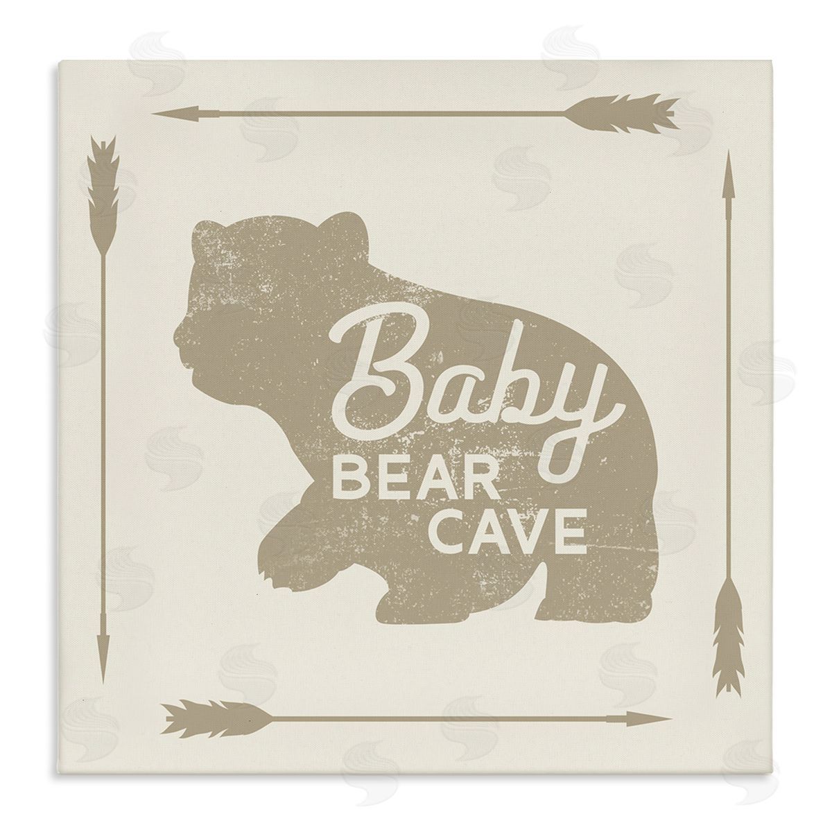 Stupell Studio Baby Bear Cave Animal Sign Stretched Canvas Wall Art Print