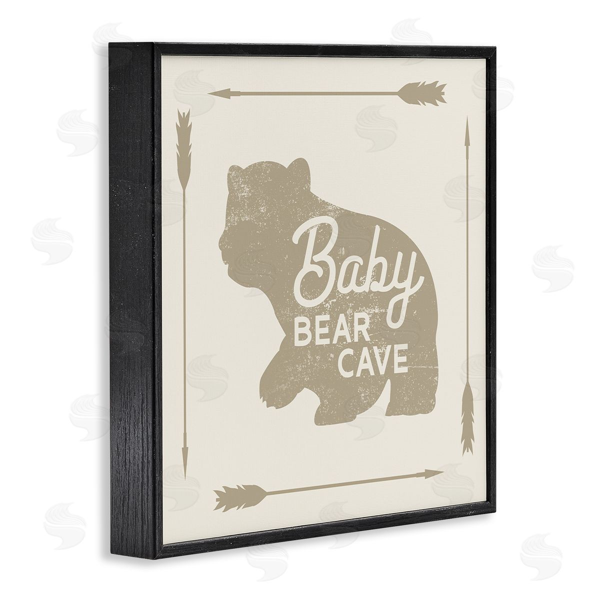 Stupell Studio Baby Bear Cave Animal Sign Black Framed Glicee Wall Art Print