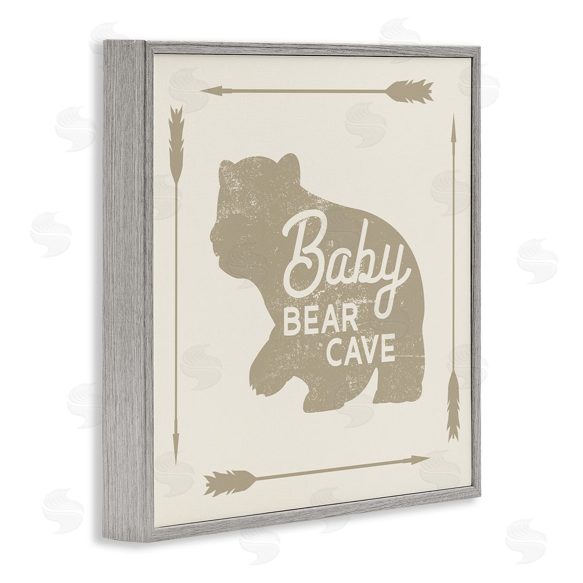 Stupell Studio Baby Bear Cave Animal Sign Gray Framed Glicee Wall Art Print