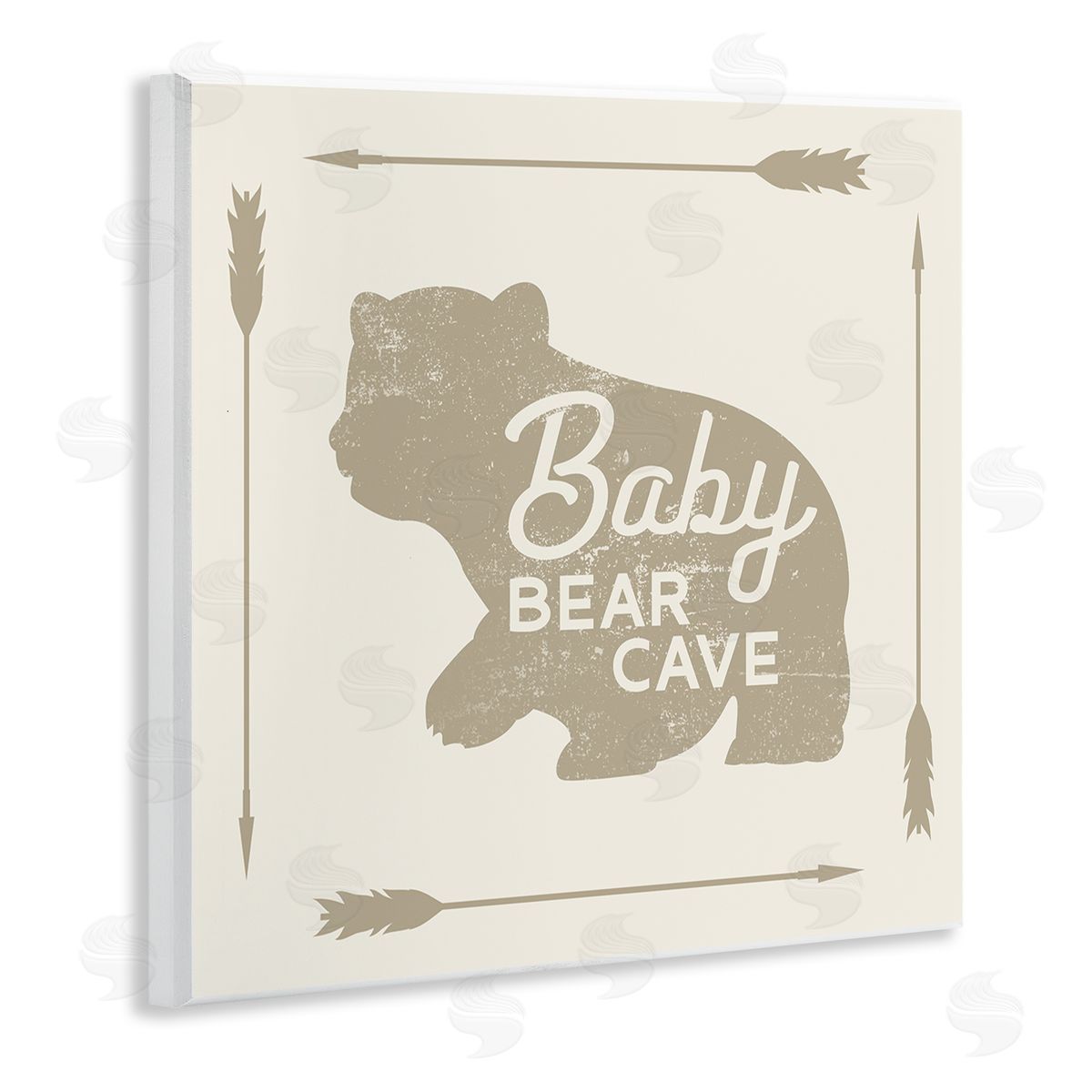 Stupell Studio Baby Bear Cave Animal Sign Wooden Wall Plaque Art Print