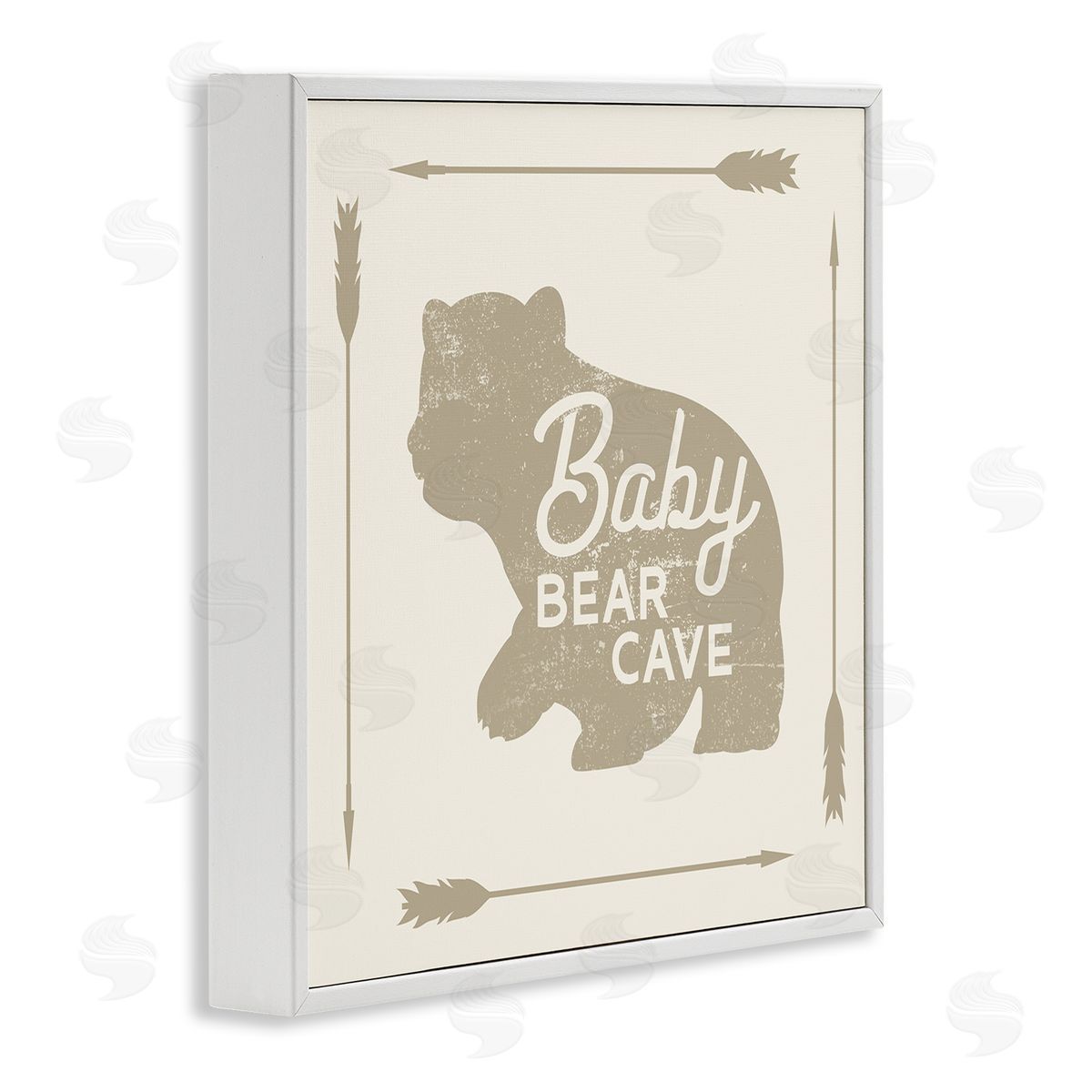 Stupell Studio Baby Bear Cave Animal Sign White Framed Glicee Wall Art Print