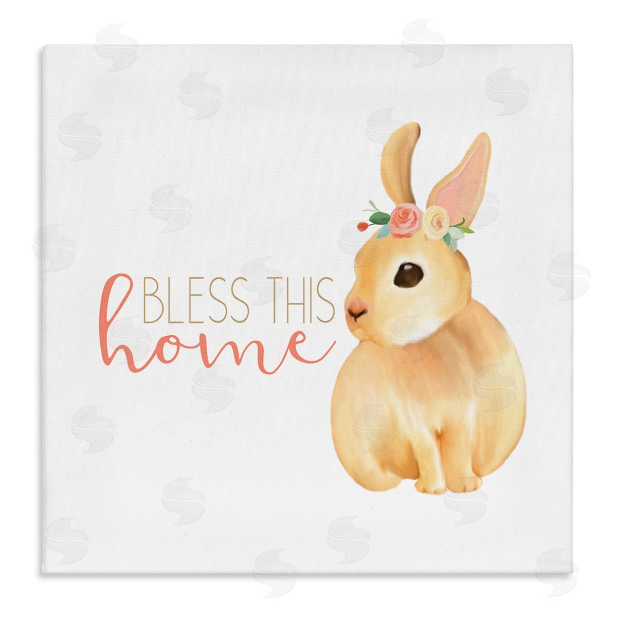 Kim Allen Bless This Home Bunny Stretched Canvas Wall Art Print