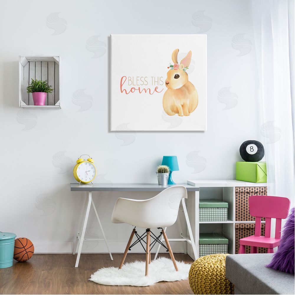 Kim Allen Bless This Home Bunny Canvas Wall Art in Room
