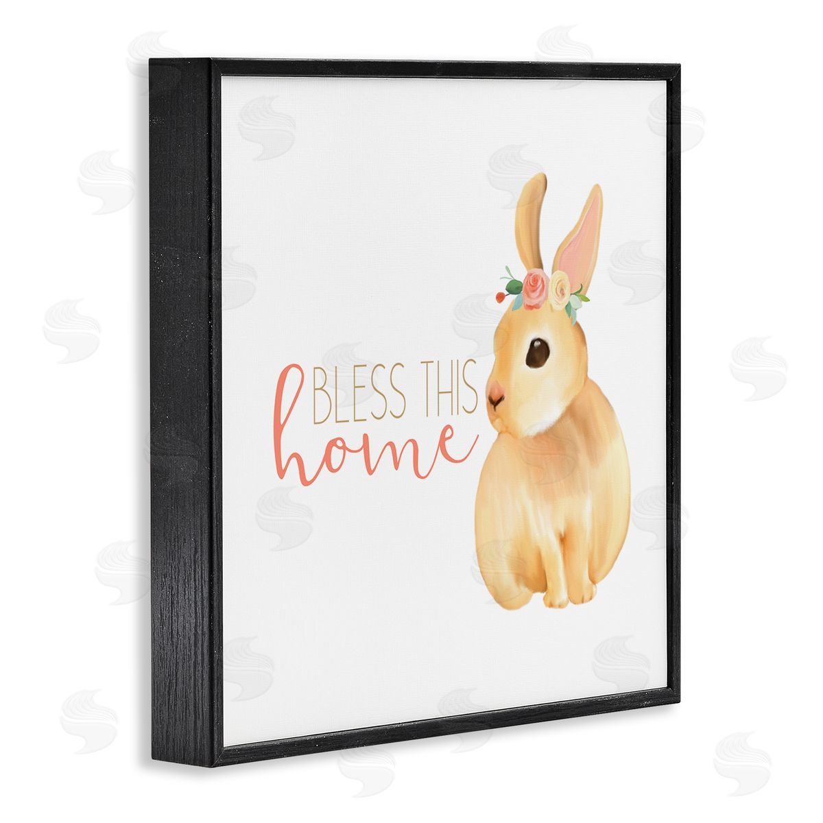 Kim Allen Bless This Home Bunny Black Framed Glicee Wall Art Print