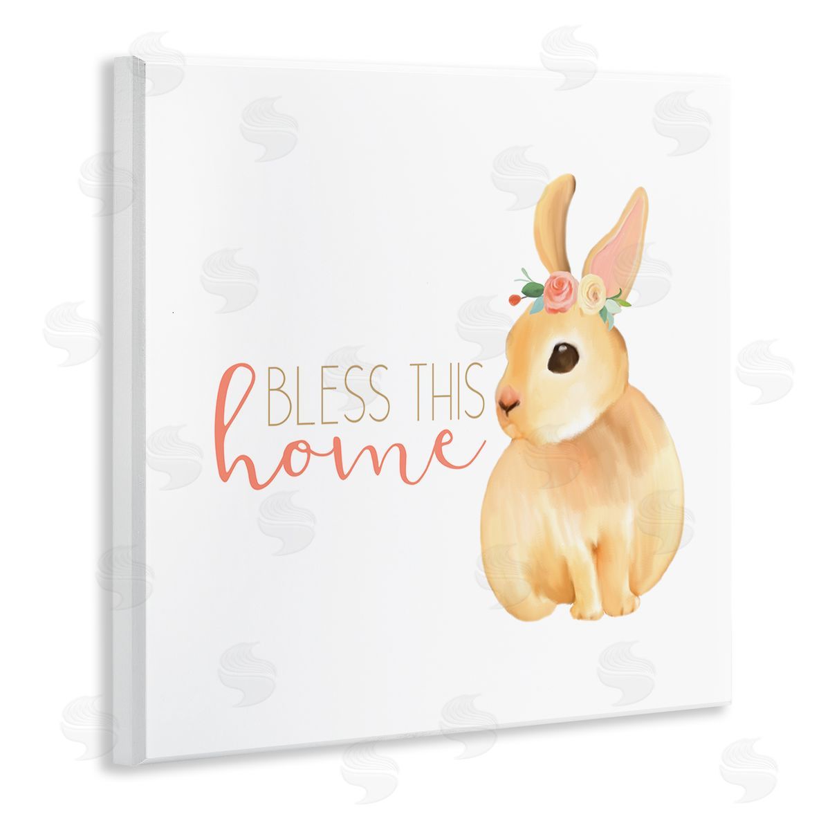 Kim Allen Bless This Home Bunny Wooden Wall Plaque Art Print