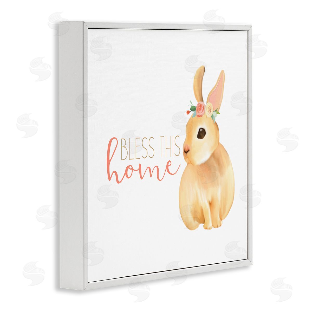 Kim Allen Bless This Home Bunny White Framed Glicee Wall Art Print