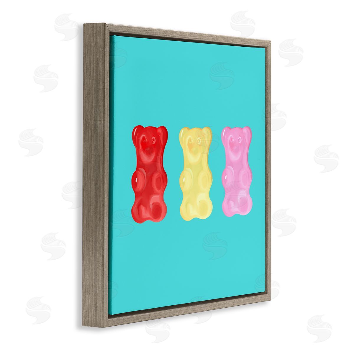 Cute Gummy Bear Candies Brown Floating Frame Canvas Wall Art, Home Decor by Ashley Singleton