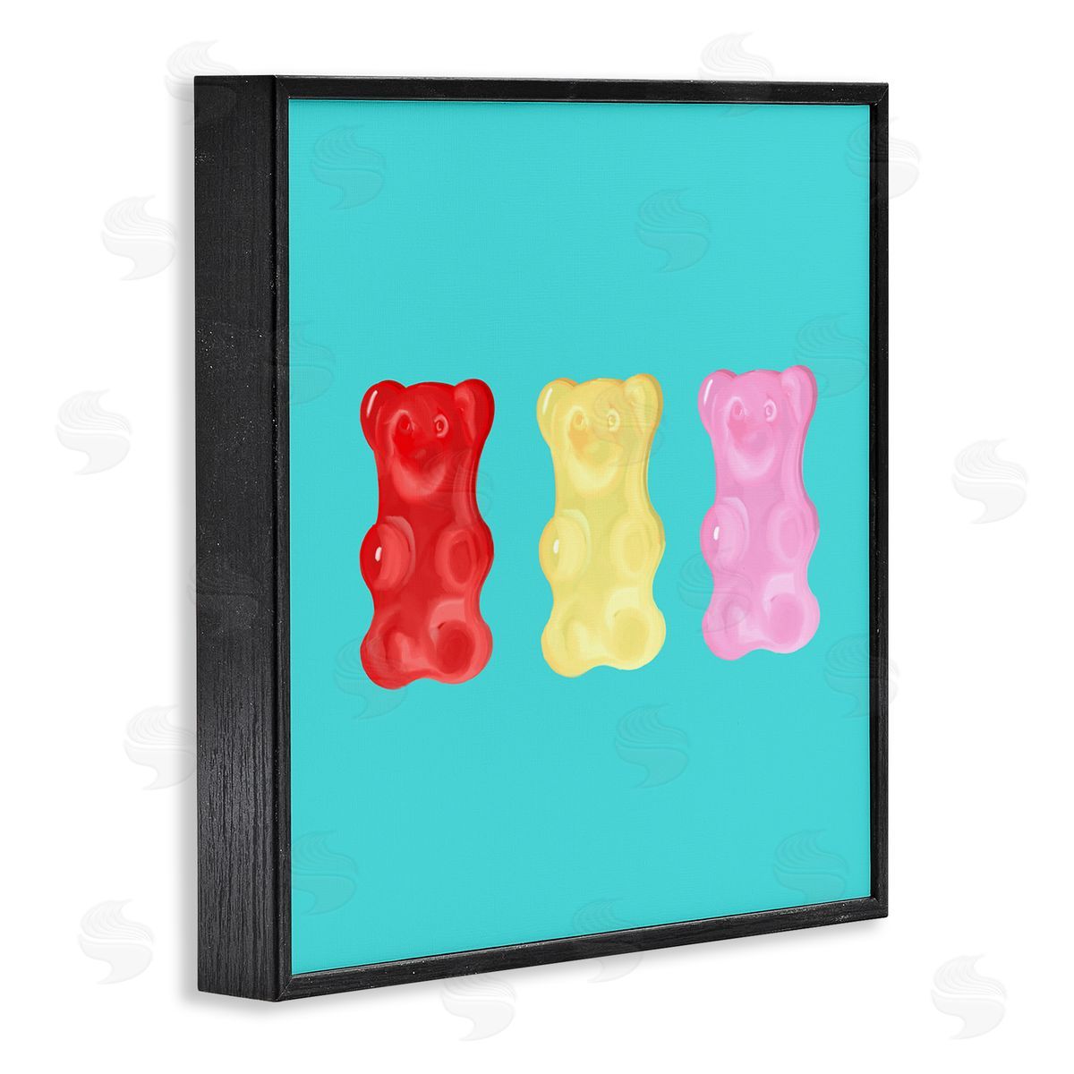 Cute Gummy Bear Candies Black Frame Print Wall Art, Home Decor by Ashley Singleton