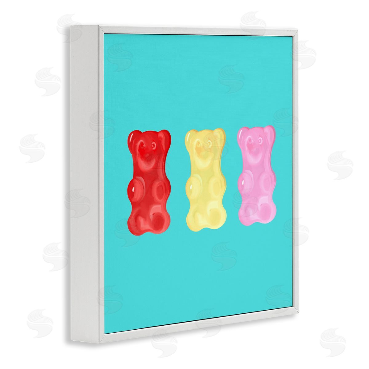 Cute Gummy Bear Candies White Frame Print Wall Art, Home Decor by Ashley Singleton