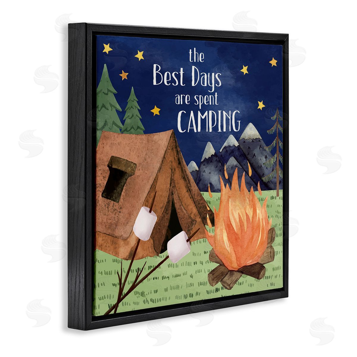 Nicole DeCamp Best Days Spent Camping Scenery Black Floating Frame Canvas Wall Art Print