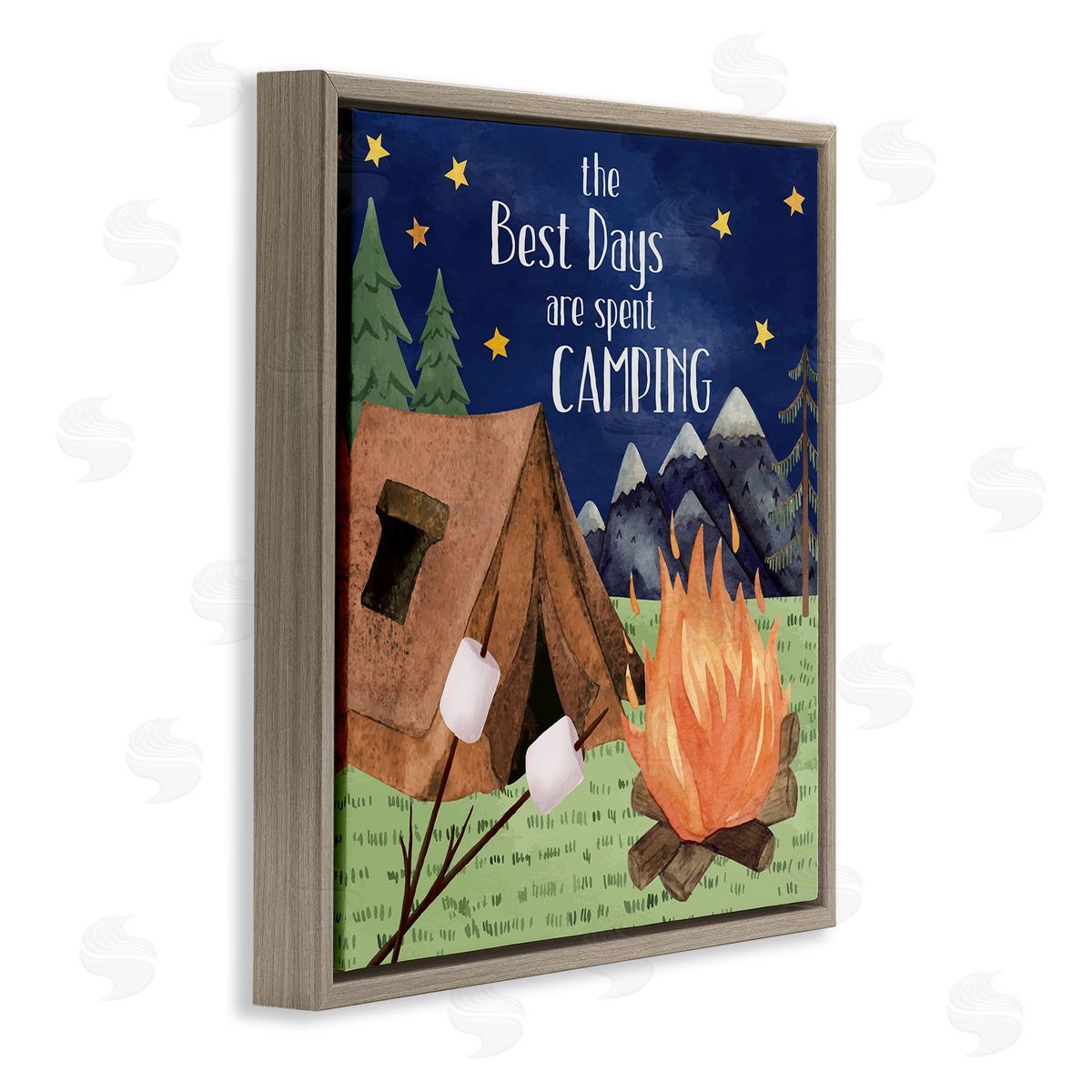 Nicole DeCamp Best Days Spent Camping Scenery Brown Floating Frame Canvas Wall Art Print