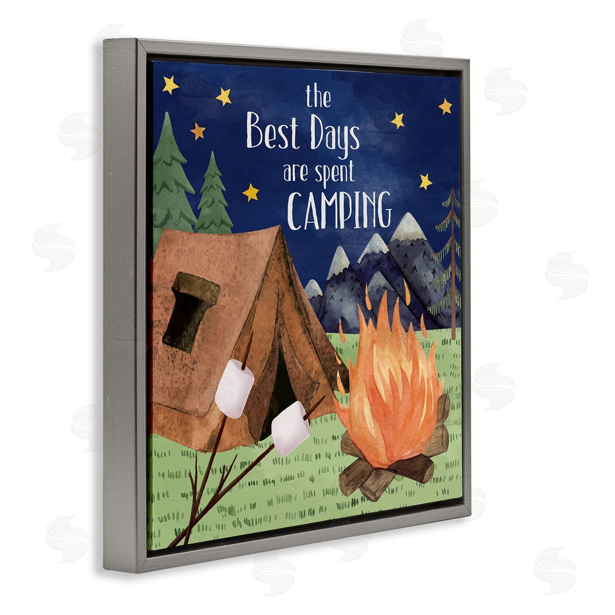 Nicole DeCamp Best Days Spent Camping Scenery Gray Floating Frame Canvas Wall Art Print