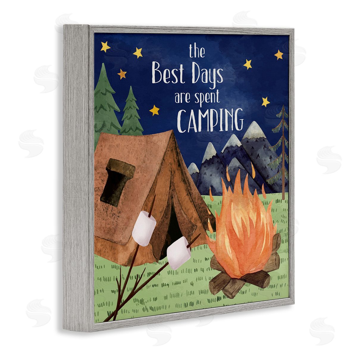 Nicole DeCamp Best Days Spent Camping Scenery Gray Framed Glicee Wall Art Print