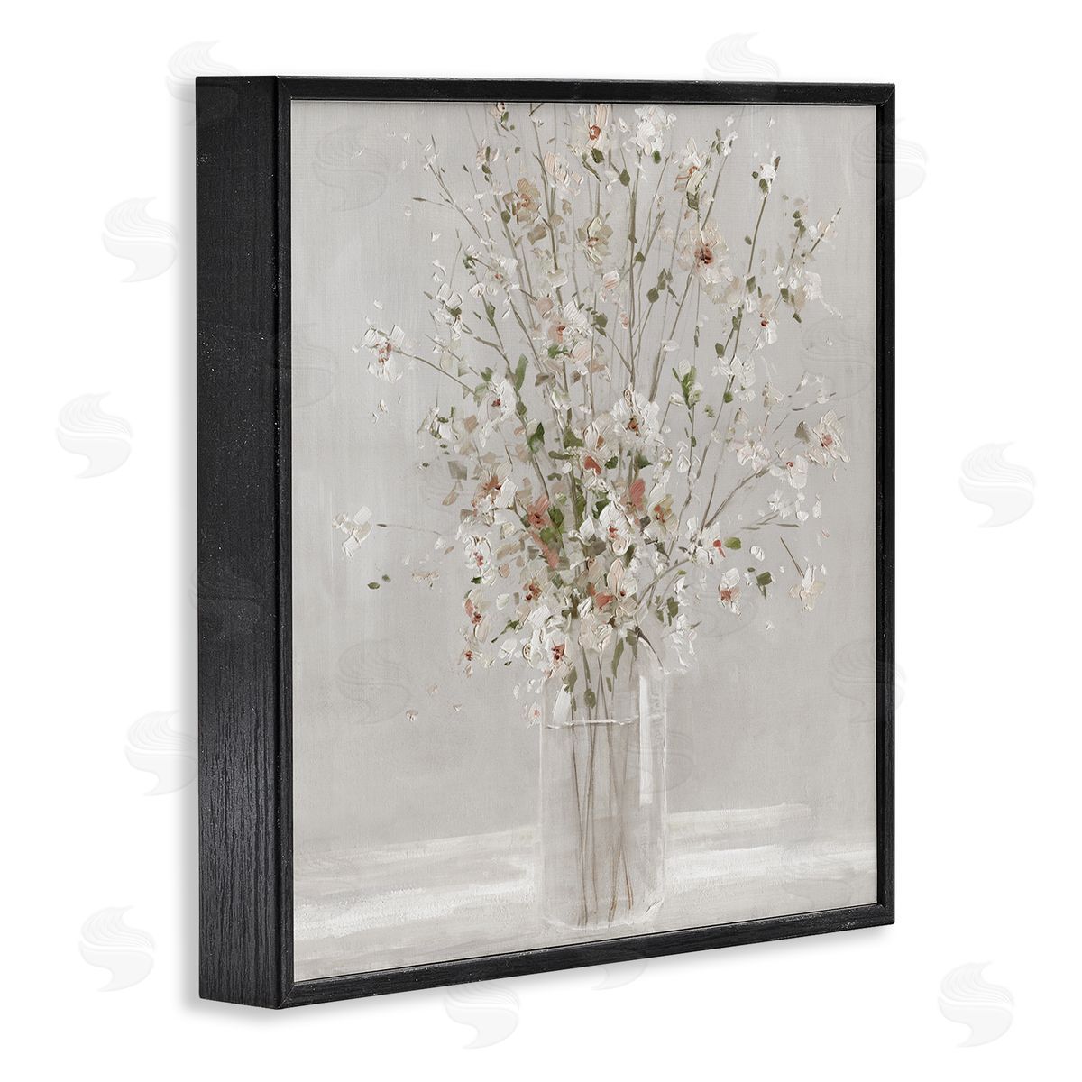 Neutral Flower Vase Arrangement Black Frame Print Wall Art, Home Decor by Sally Swatland