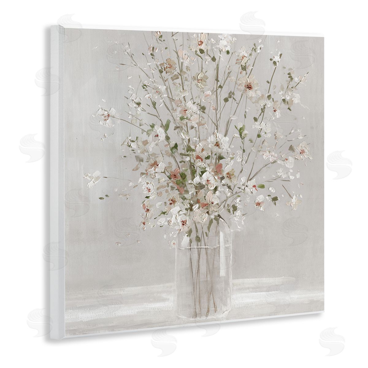 Neutral Flower Vase Arrangement Wood Plaque Wall Art, Home Decor by Sally Swatland