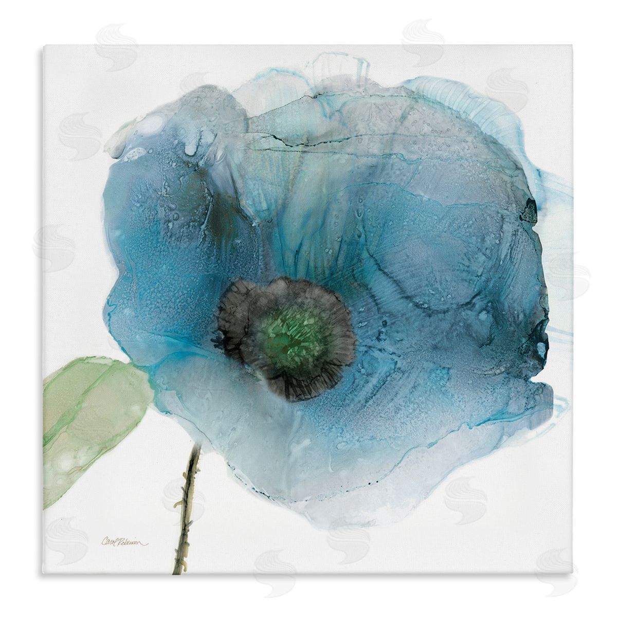Carol Robinson Abstract Blue Flower Shape  Stretched Canvas Wall Art Print