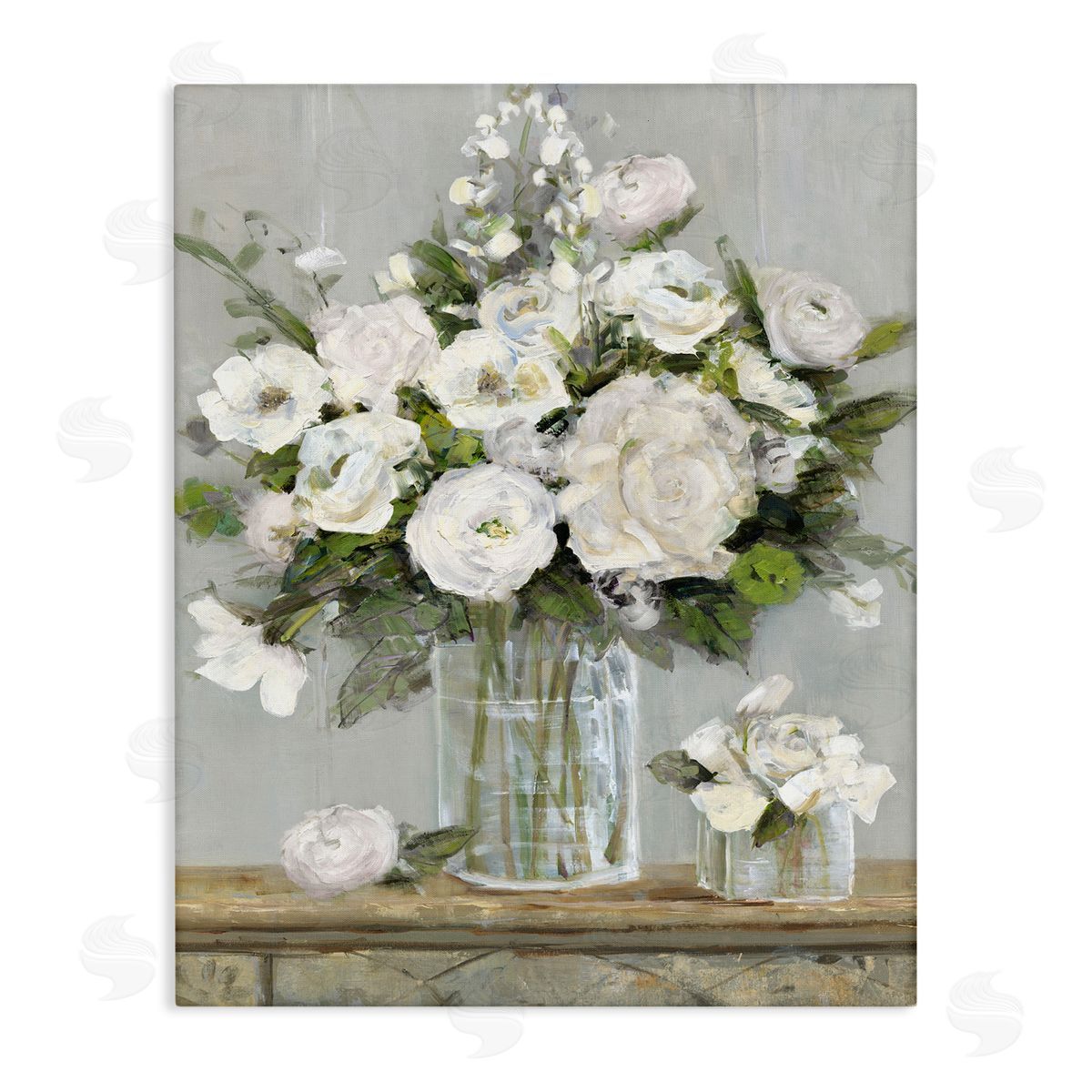 Country White Full Blossoms Canvas Wall Art, Home Decor by Sally Swatland