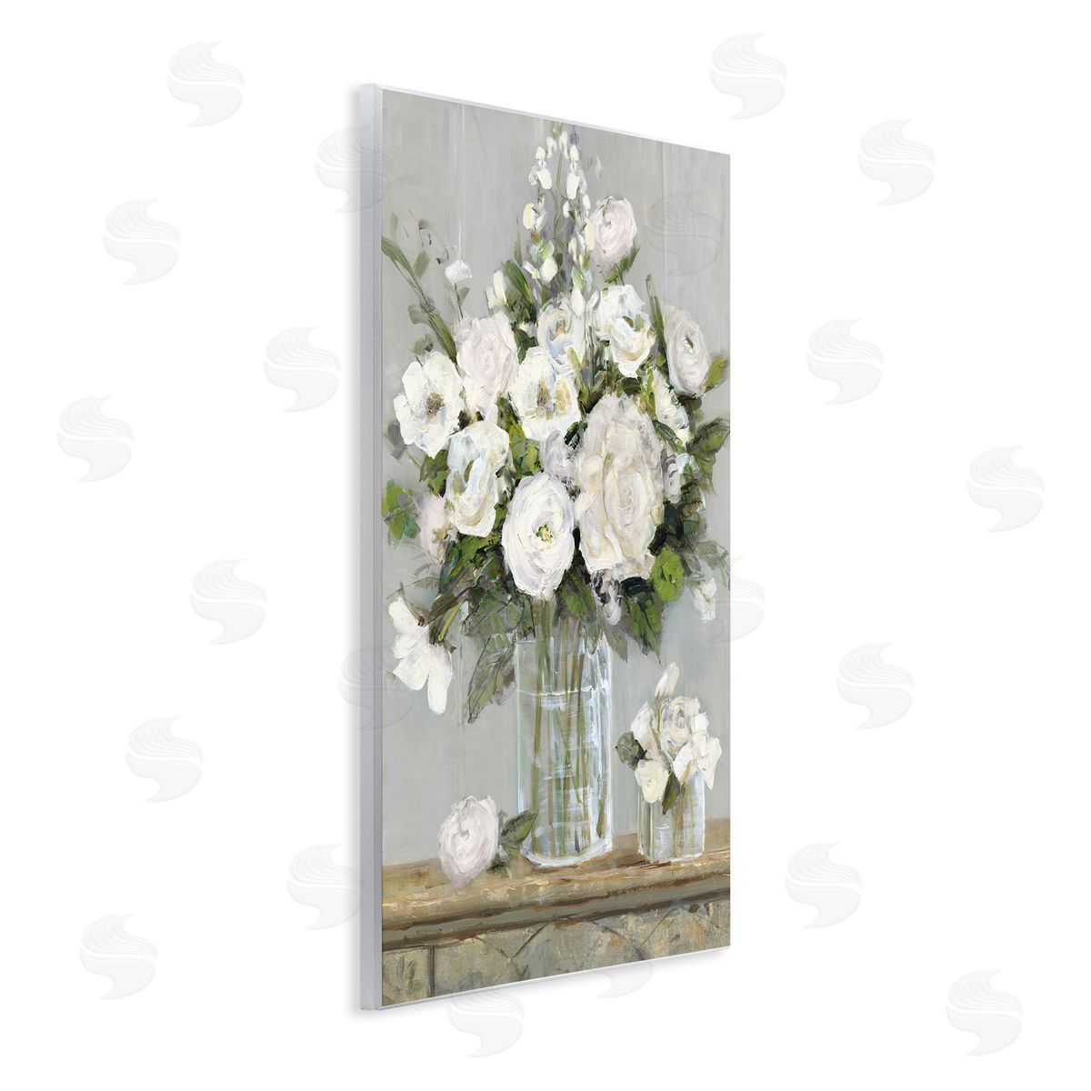 Country White Full Blossoms Wood Plaque Wall Art, Home Decor by Sally Swatland