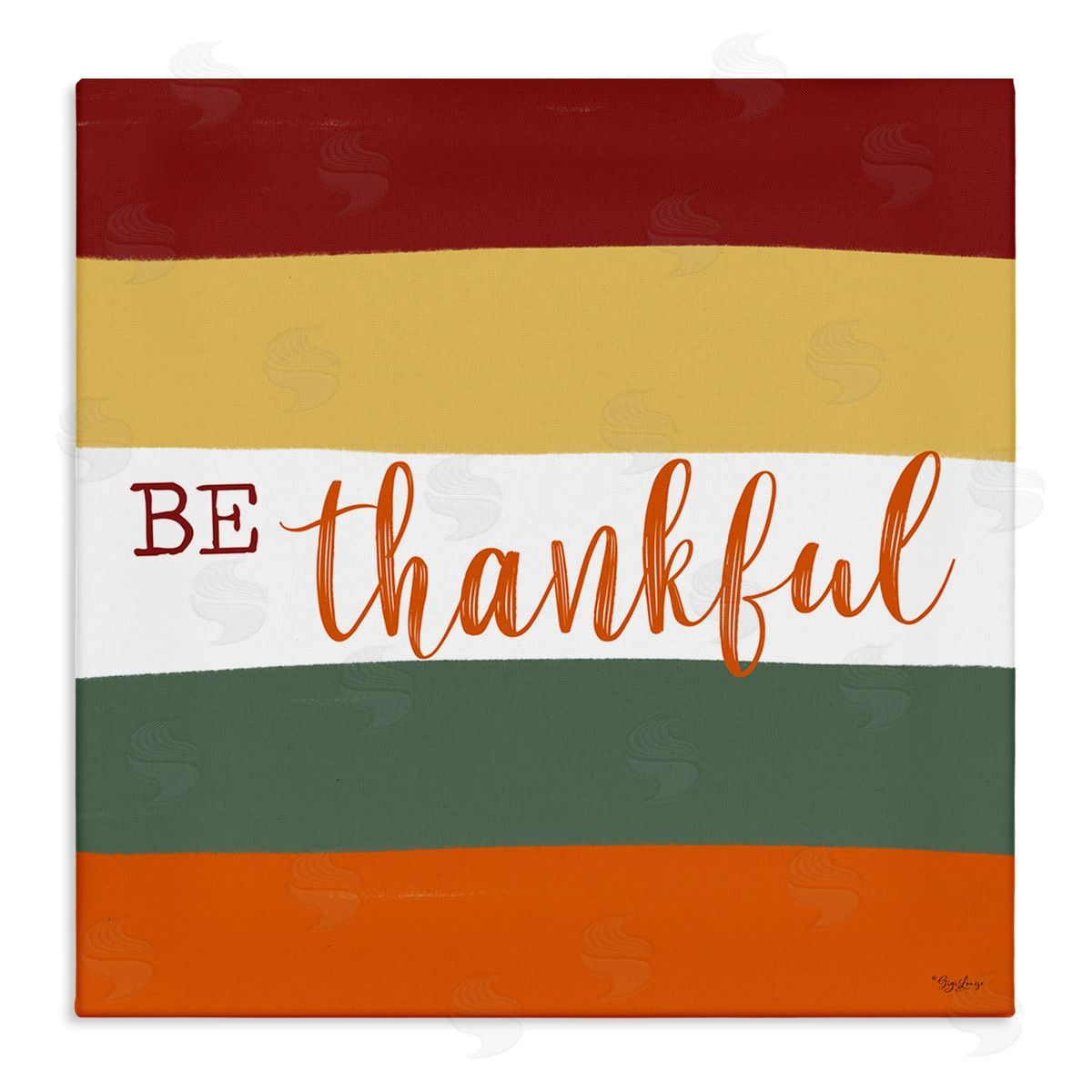 Gigi Louise Be Thankful Autumn Stripes Stretched Canvas Wall Art Print