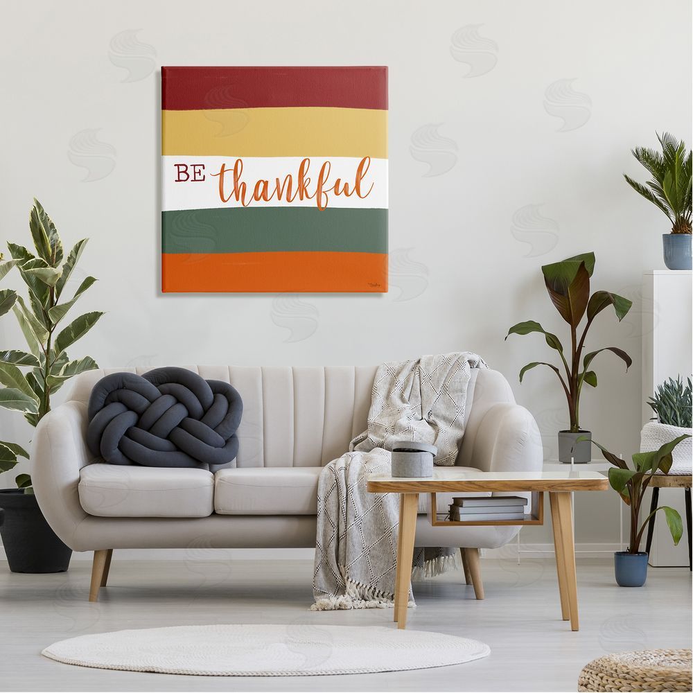 Gigi Louise Be Thankful Autumn Stripes Canvas Wall Art in Room