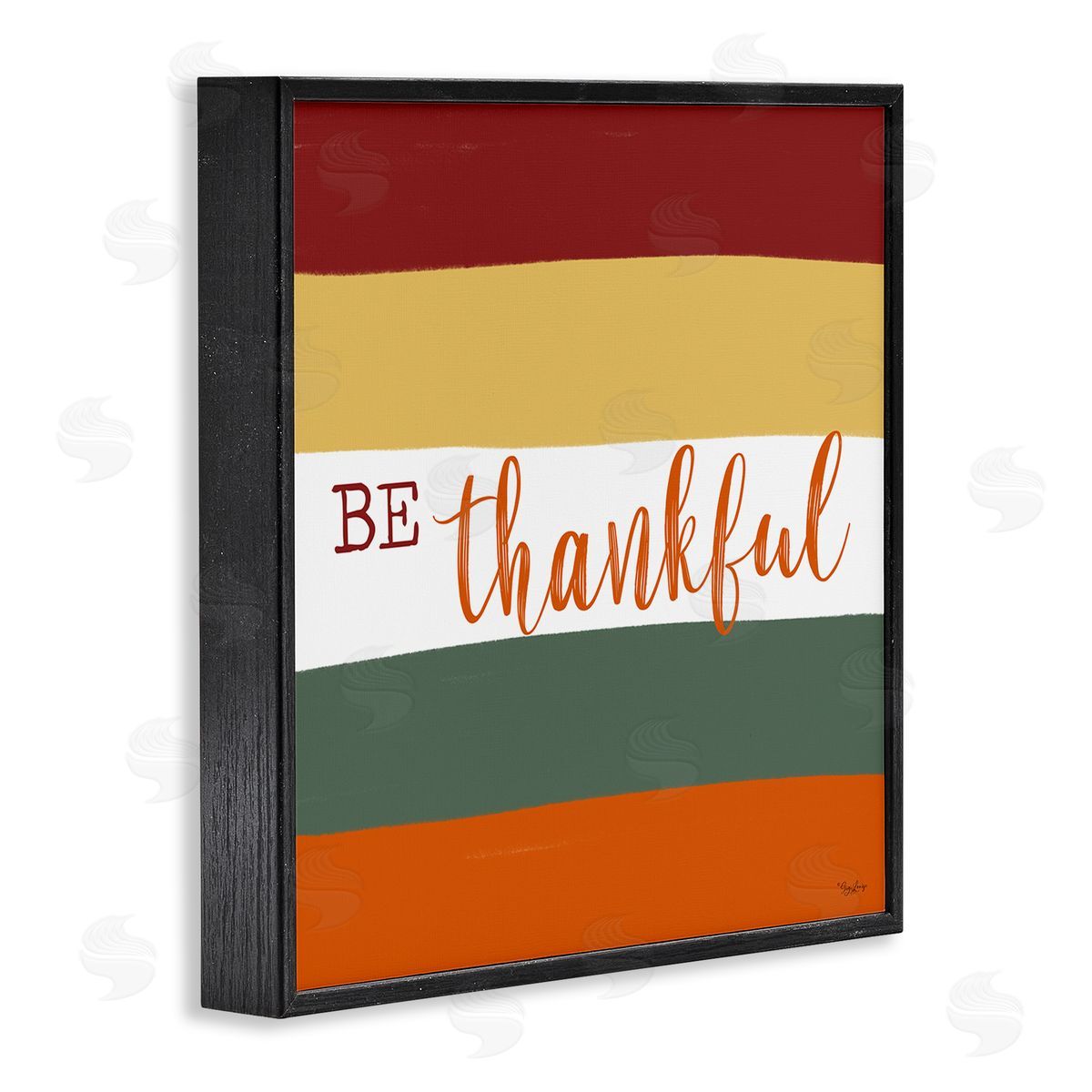 Gigi Louise Be Thankful Autumn Stripes Black Framed Glicee Wall Art Print
