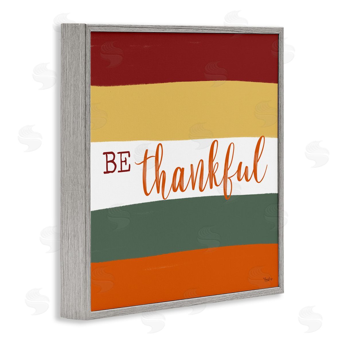 Gigi Louise Be Thankful Autumn Stripes Gray Framed Glicee Wall Art Print
