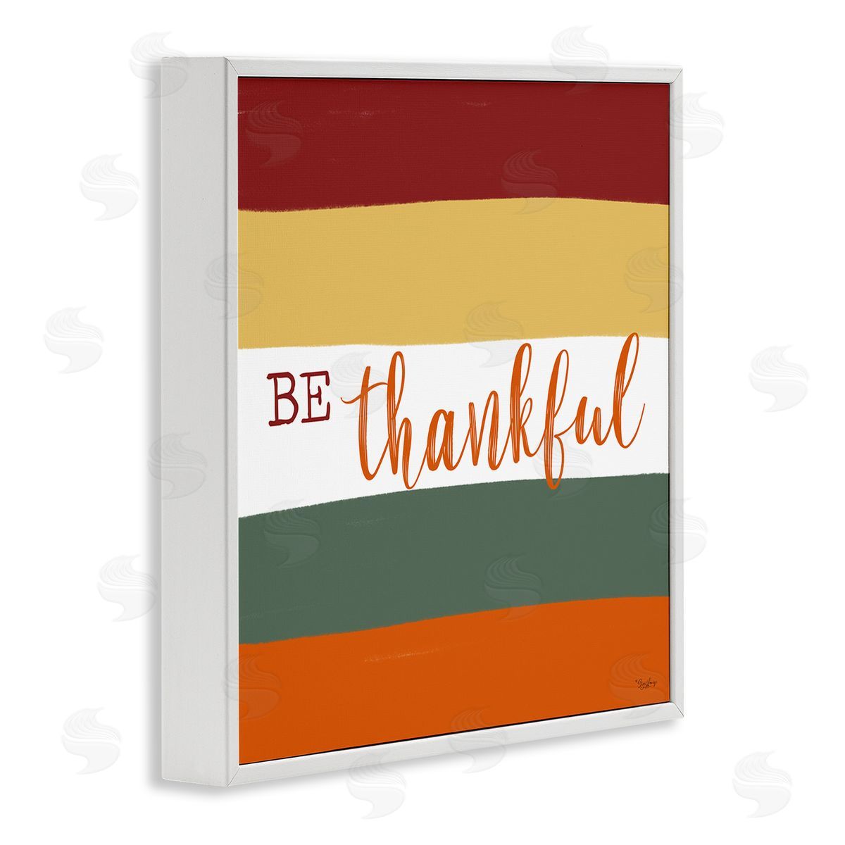 Gigi Louise Be Thankful Autumn Stripes White Framed Glicee Wall Art Print