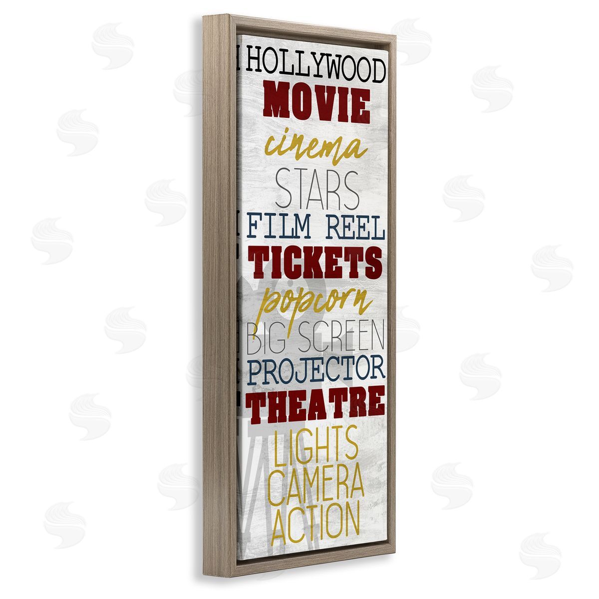 Vintage Cinema Projector Phrases Brown Floating Frame Canvas Wall Art, Home Decor by Kim Allen