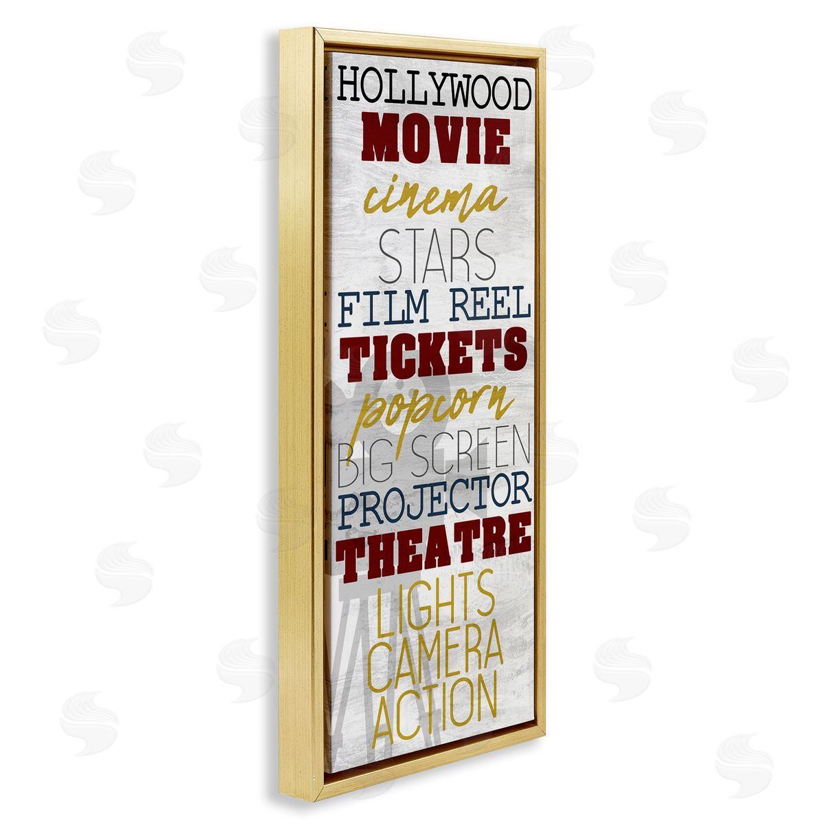 Vintage Cinema Projector Phrases Gold Floating Frame Canvas Wall Art, Home Decor by Kim Allen