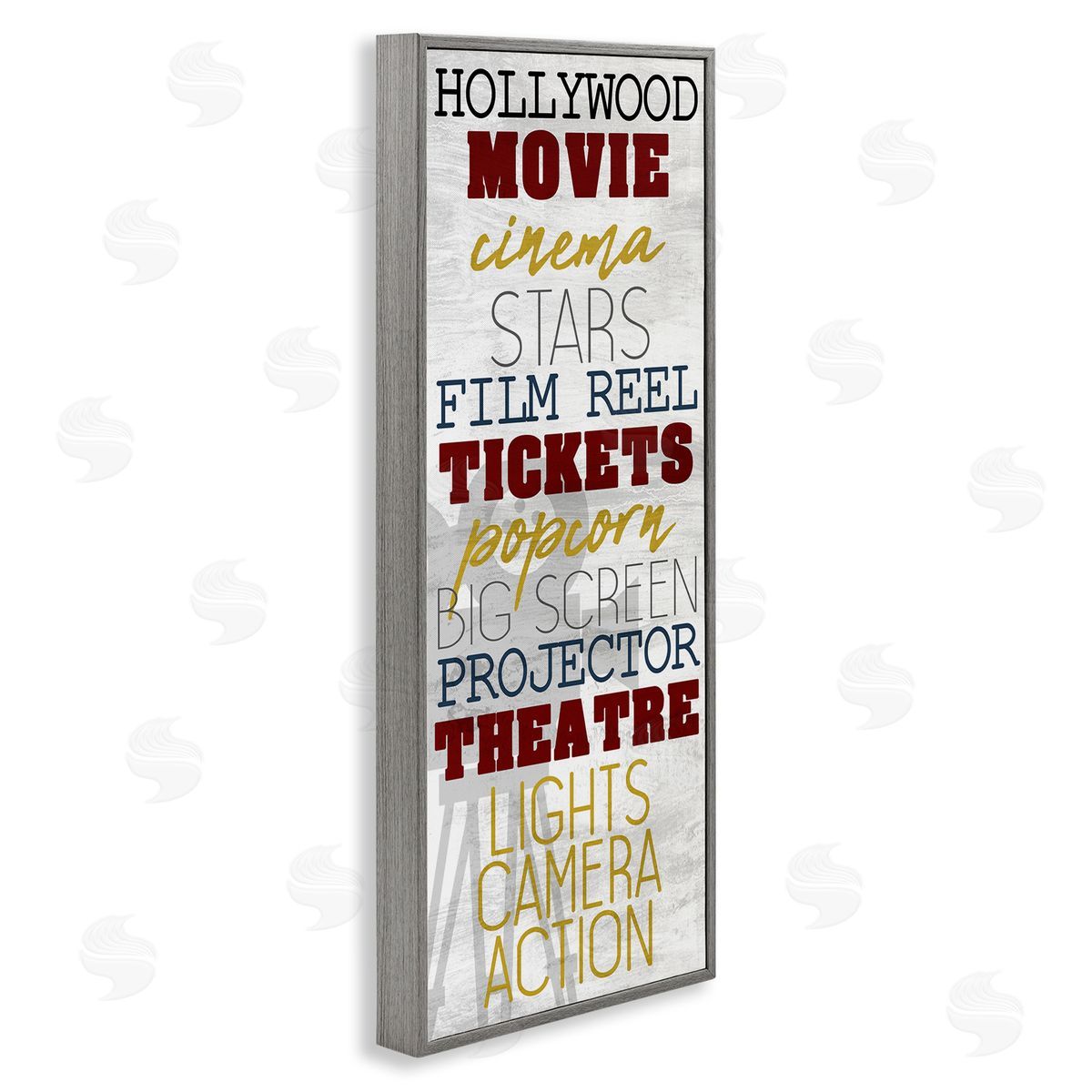 Vintage Cinema Projector Phrases Grey Frame Print Wall Art, Home Decor by Kim Allen