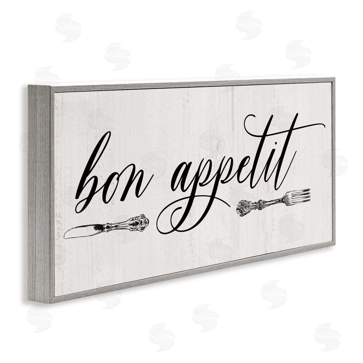 Bon Appetit Vintage Cutlery Grey Frame Print Wall Art, Home Decor by Carol Robinson