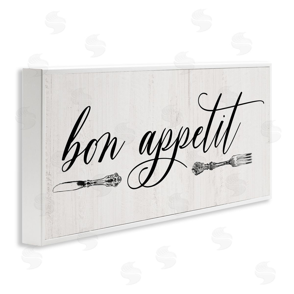 Bon Appetit Vintage Cutlery White Frame Print Wall Art, Home Decor by Carol Robinson