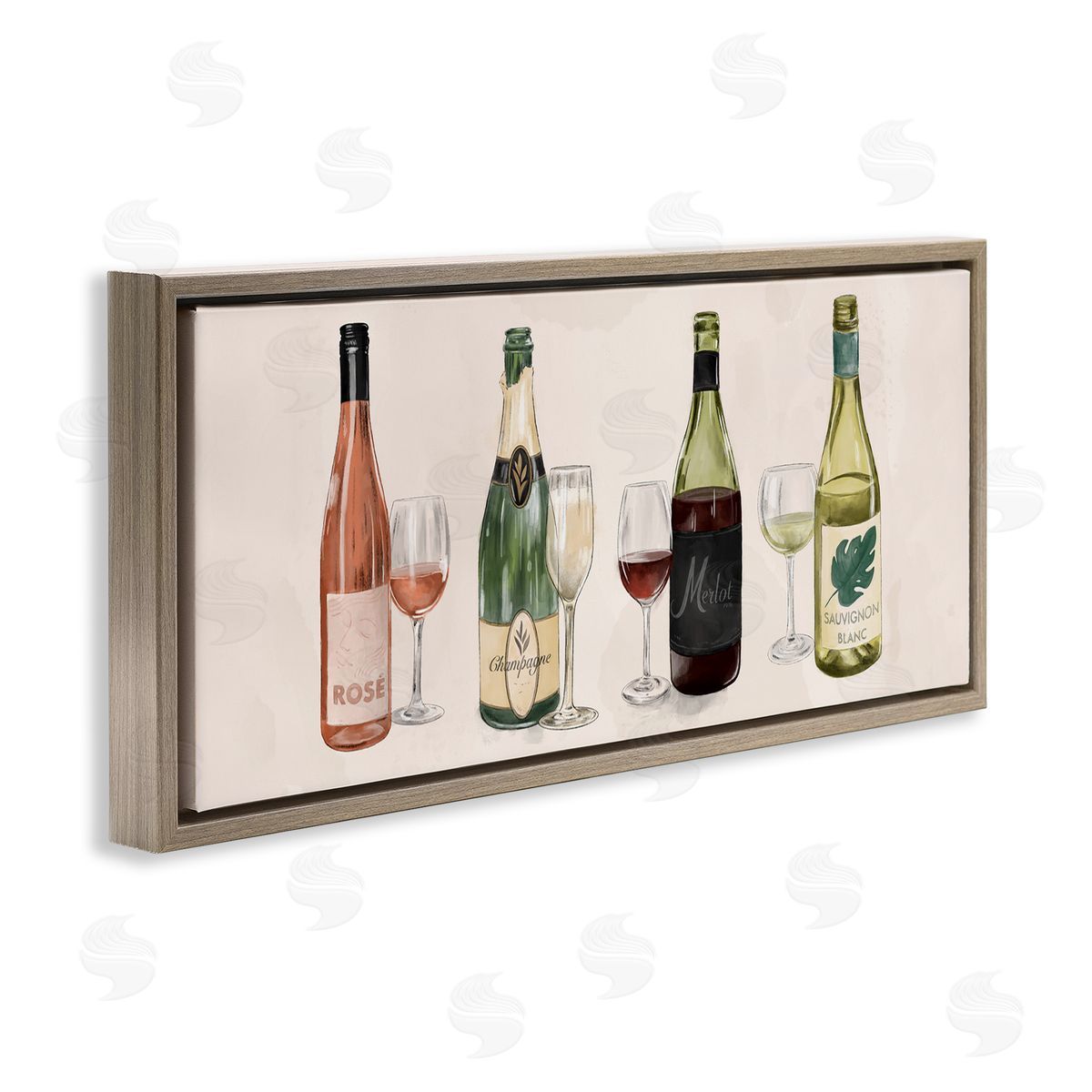 Various Wine & Champagne Bottles Brown Floating Frame Canvas Wall Art, Home Decor by The Saturday Evening Post