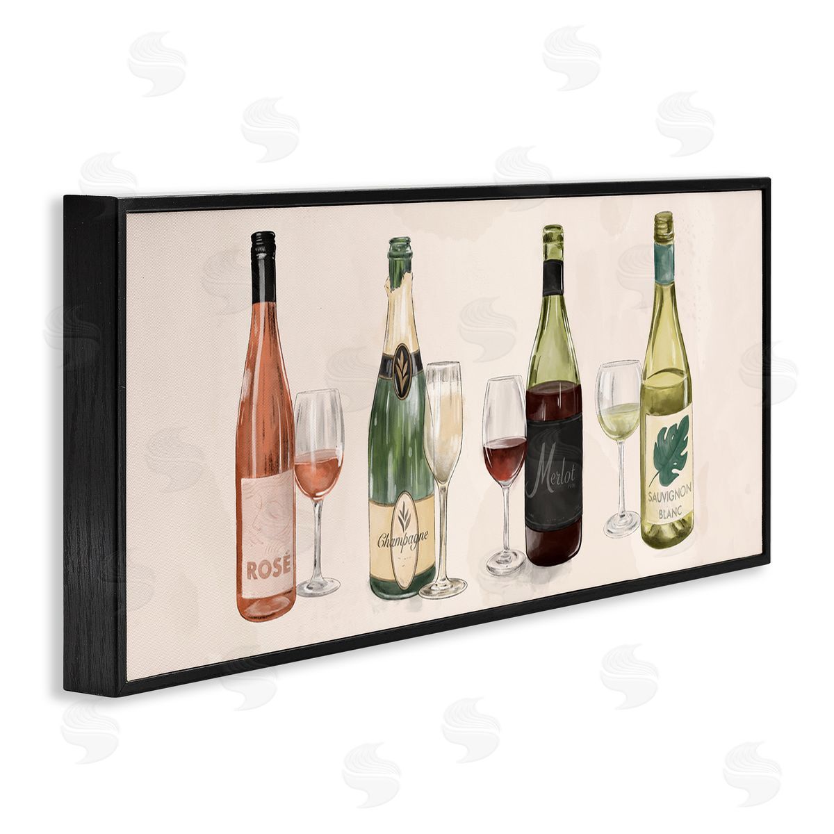 Various Wine & Champagne Bottles Black Frame Print Wall Art, Home Decor by The Saturday Evening Post