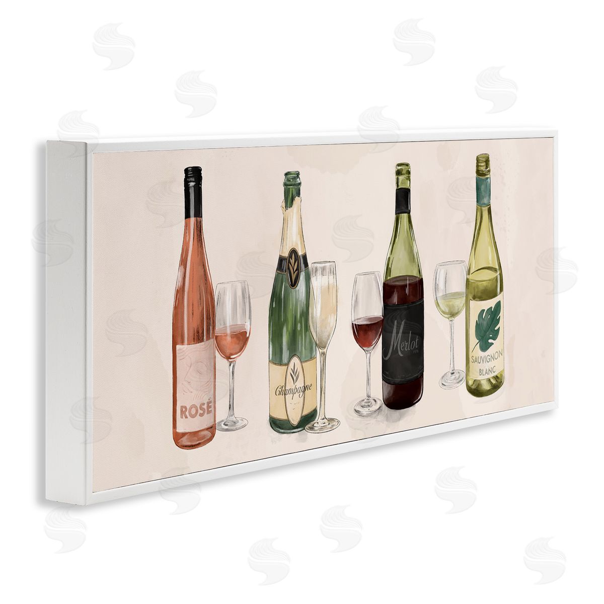 Various Wine & Champagne Bottles White Frame Print Wall Art, Home Decor by The Saturday Evening Post
