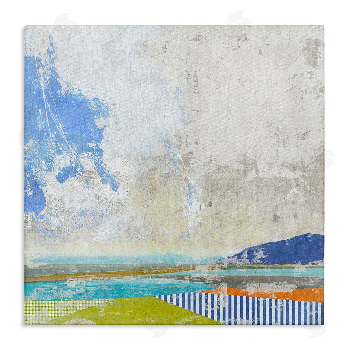 Suzanne Nicoll Puffy Clouds Beach Pattern Layers Stretched Canvas Wall Art Print