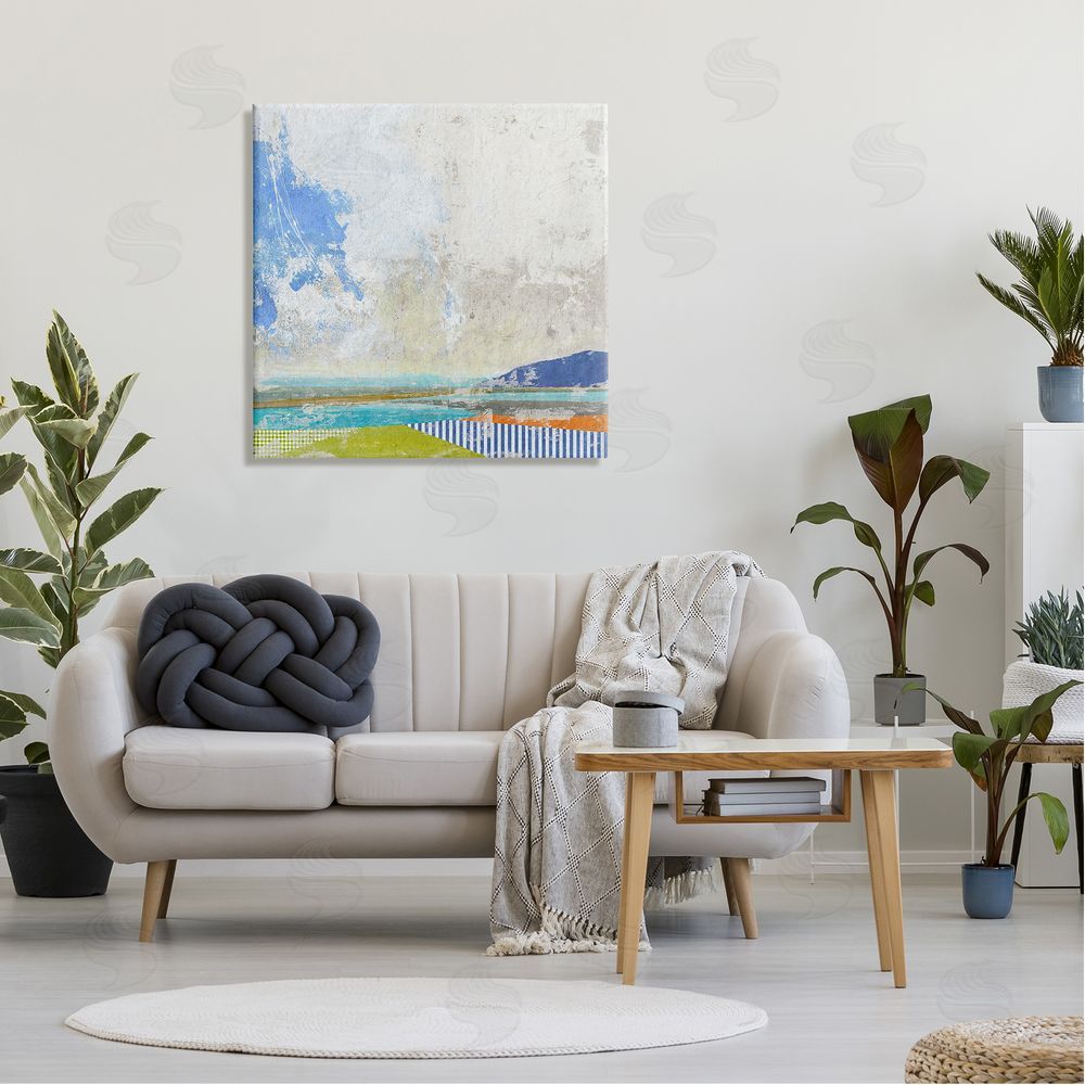 Suzanne Nicoll Puffy Clouds Beach Pattern Layers Canvas Wall Art in Room