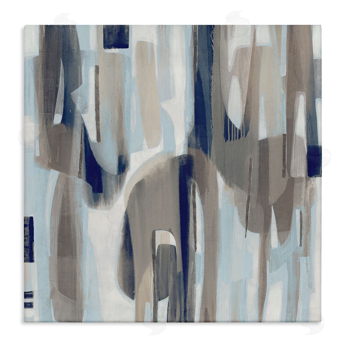 Liz Jardine Neutral Beige Falling Strokes Stretched Canvas Wall Art Print
